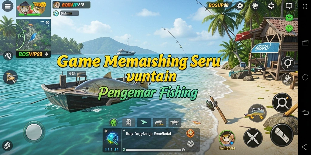 Screenshot gameplay <strong>BOSVIP88</strong> yang menunjukkan suasana memancing yang seru dan menantang.