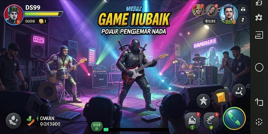 Screenshot gameplay DS99 yang menampilkan interaksi musik yang seru.
