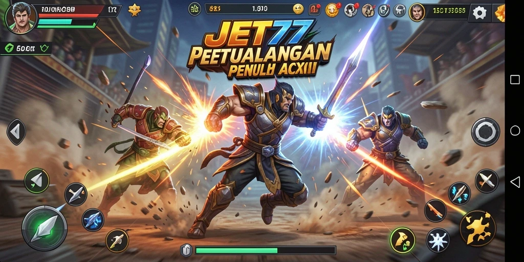 Tangkapan layar action-packed dari gameplay JET77 yang menegangkan.