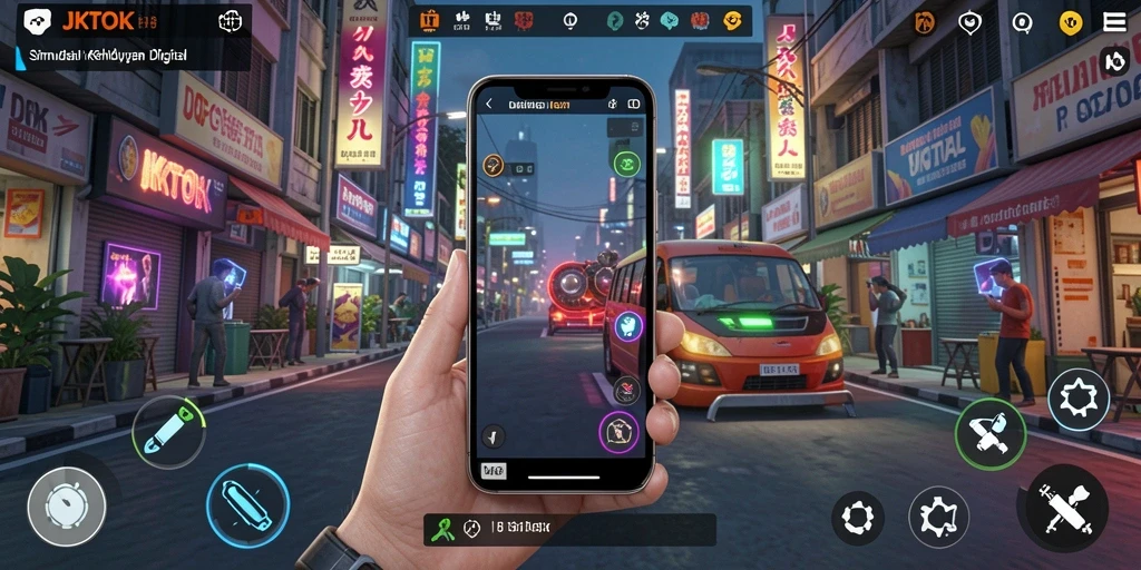 Tampilan gameplay JKTOK dengan interaksi sosial yang menarik.