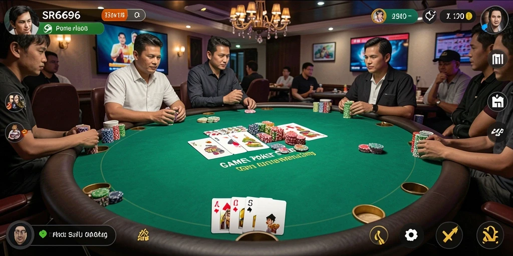 Screenshot utama SR6666 menampilkan gameplay seru dari poker.